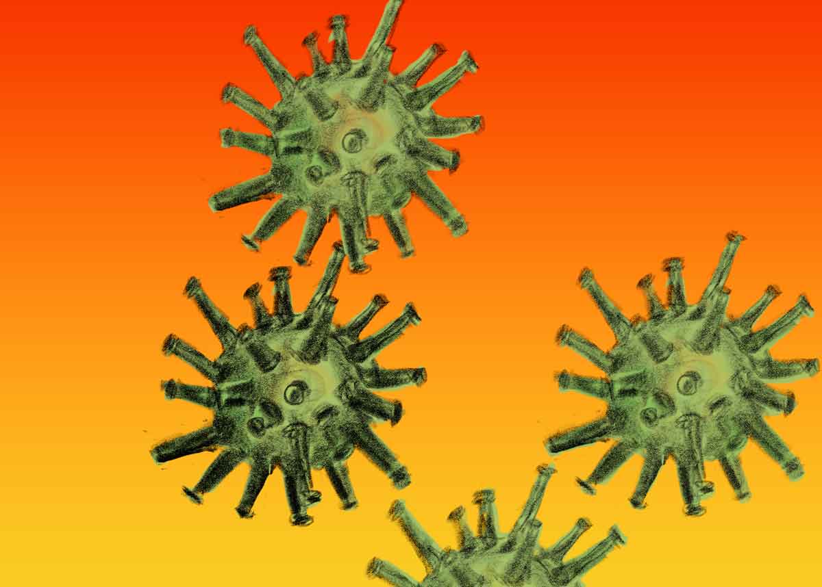 Viren auf gelb-orangen Hintergrund